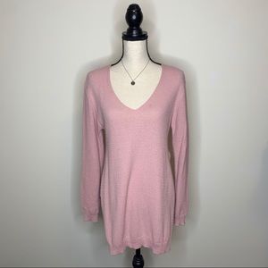 Boohoo • Pink V-neck Sweater Tunic Dress